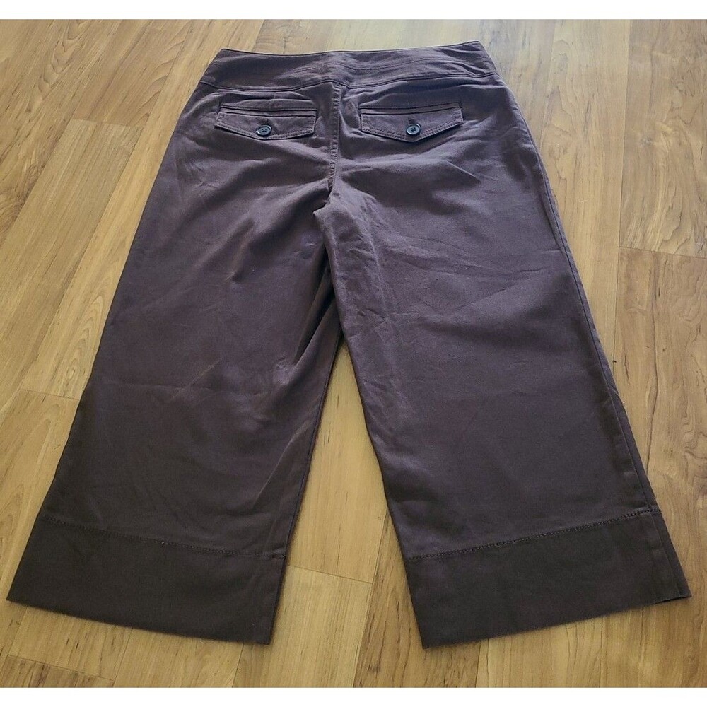 Ann Taylor Loft Women's Sz 2 Capri Pants Dark Brown Wide Leg Crop Chino 28X19 - Picture 6 of 7